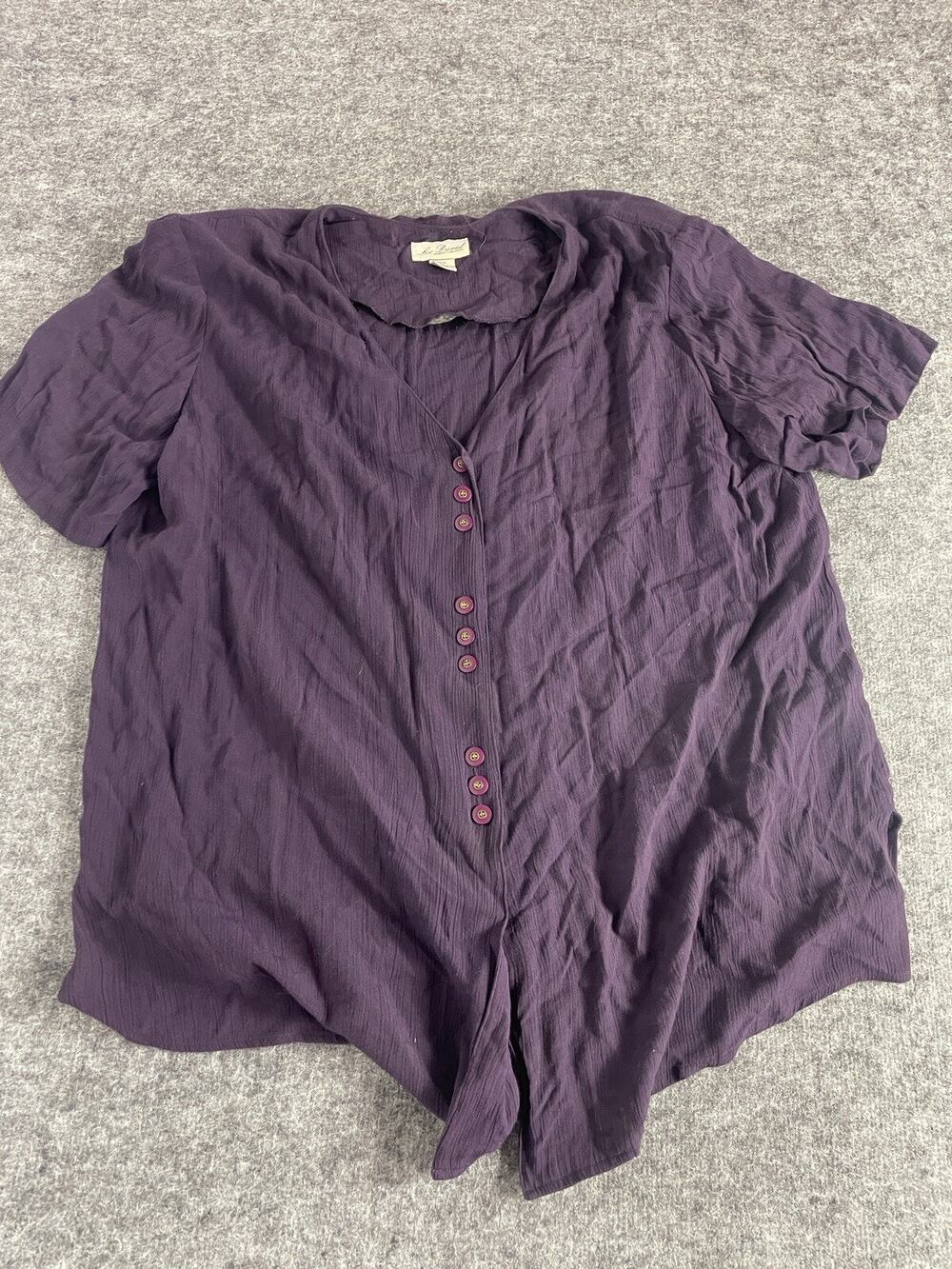 Vintage Lee David Shirt Women 18W 20W Purple Blouse Button Up Top N81